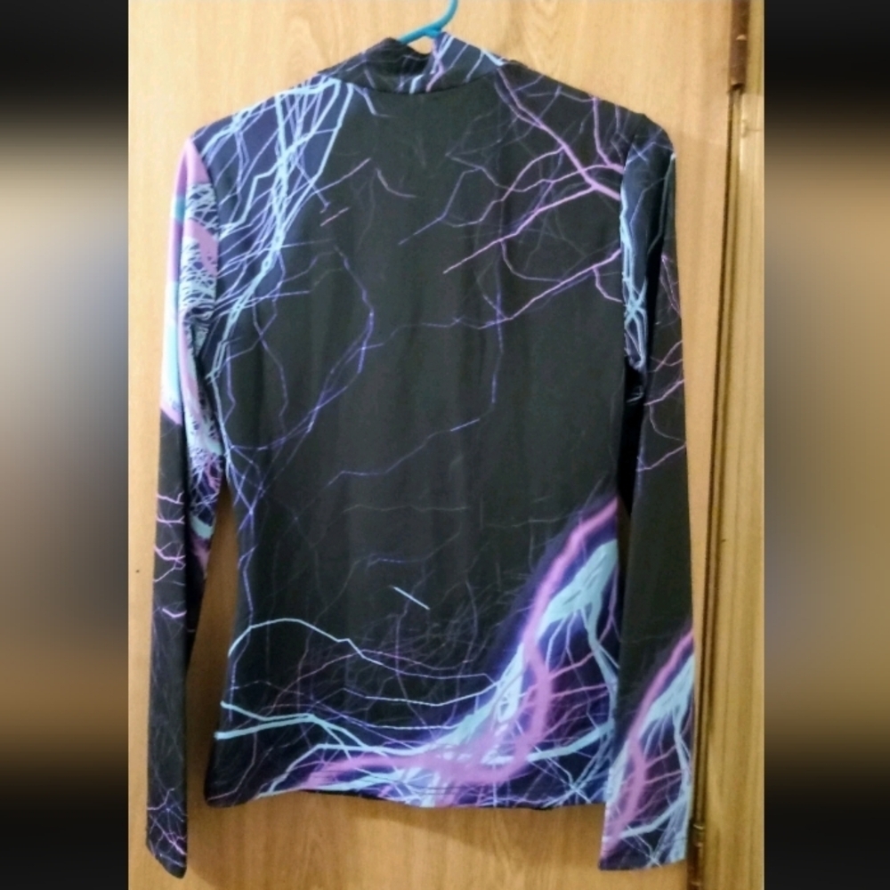 Goguy Long Sleeve Women's Large Active Wear Electric Print Shirt Unisex - Picture 3 of 7